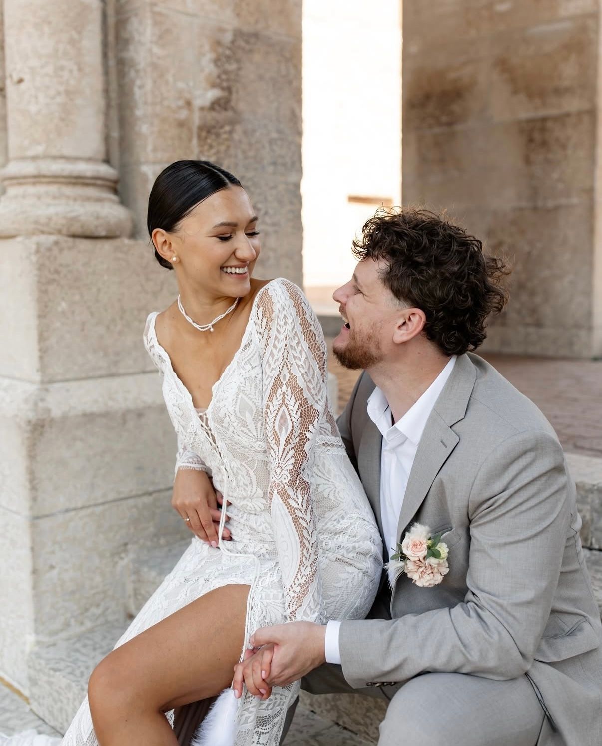Bride and groom on wedding day, makeup by Natalia MUA, timeless bridal beauty Winnipeg.