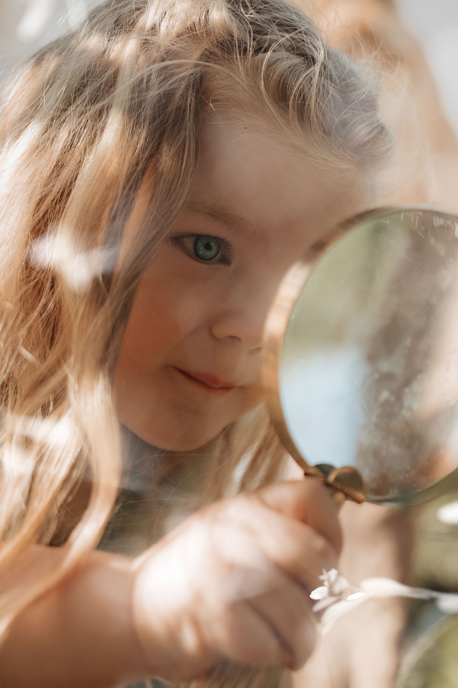A curious gaze through a magnifying glass, the world slowing down as details come into focus.
