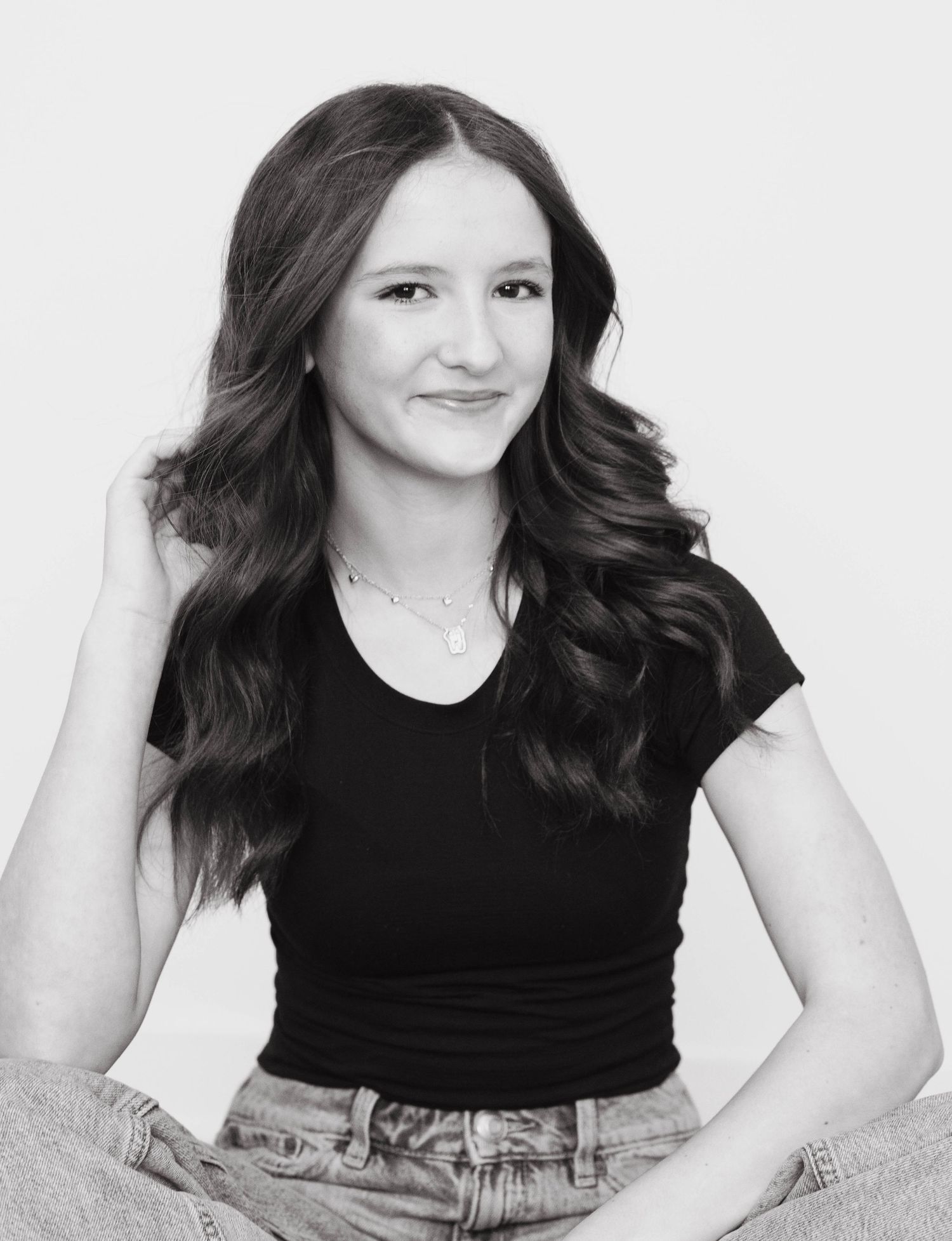 Dance Competition Headshots portrait of a teenage girl in black and white