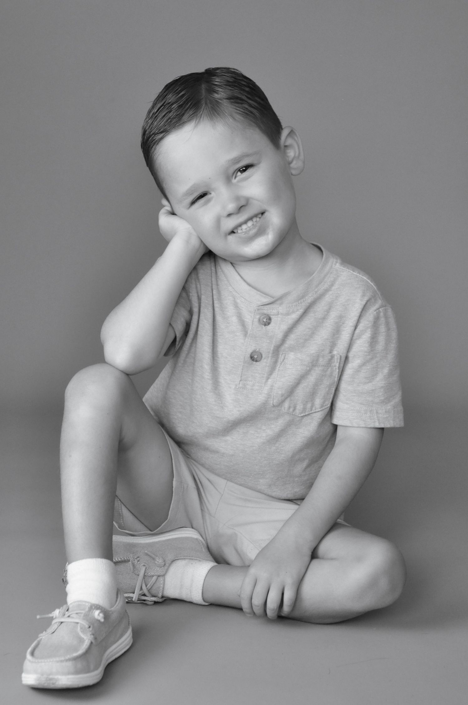 Preschool Milestone Portrait Black and White Studio Photography for Children