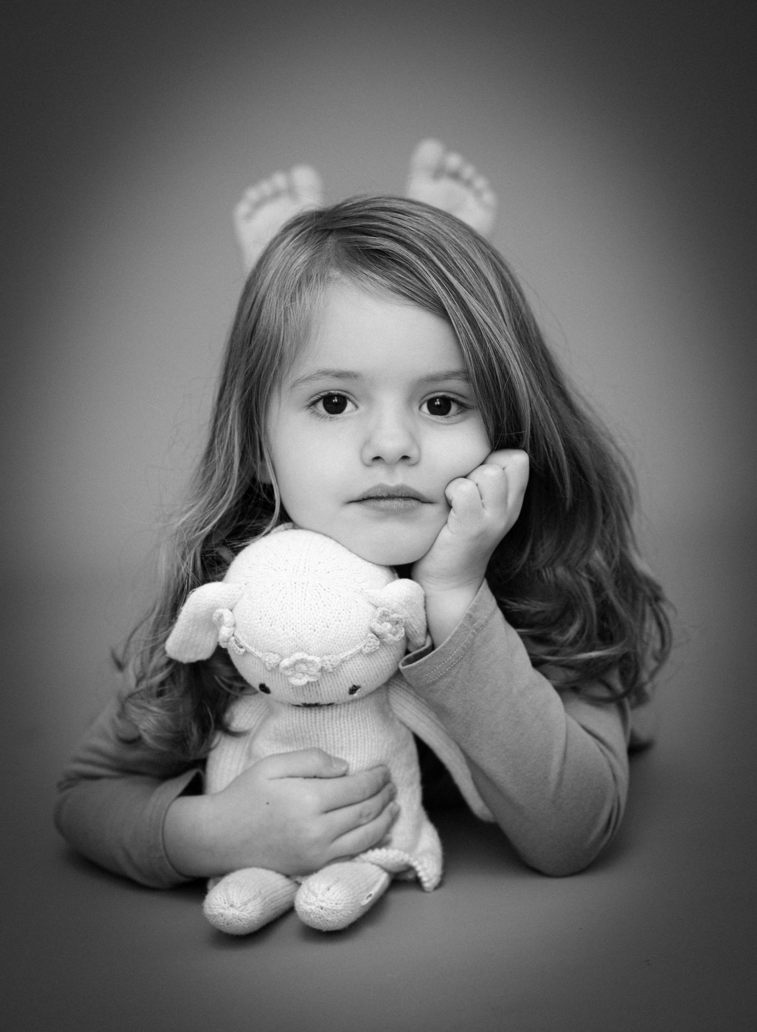 Black and white children's studio portrait