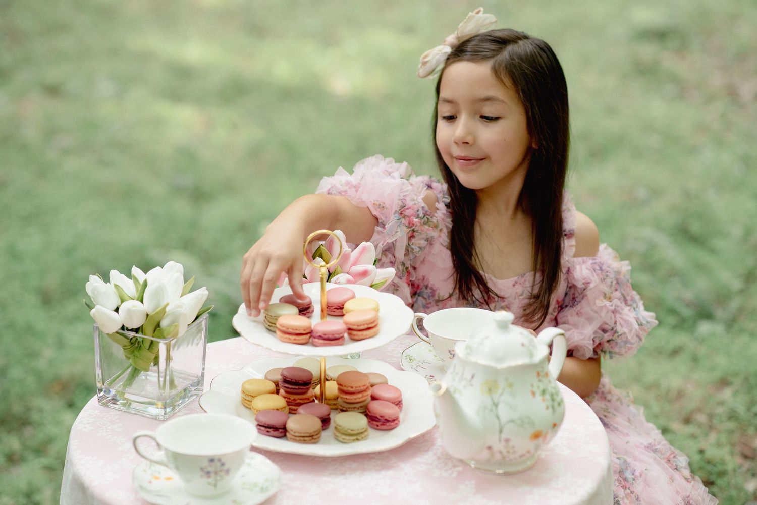 Springtime Tea Party Portrait Session Outdoors