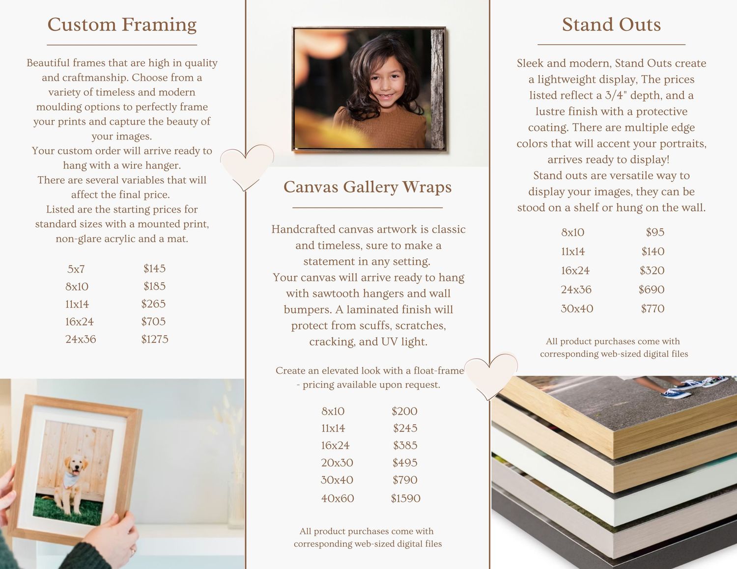 Menu of Products and Prices