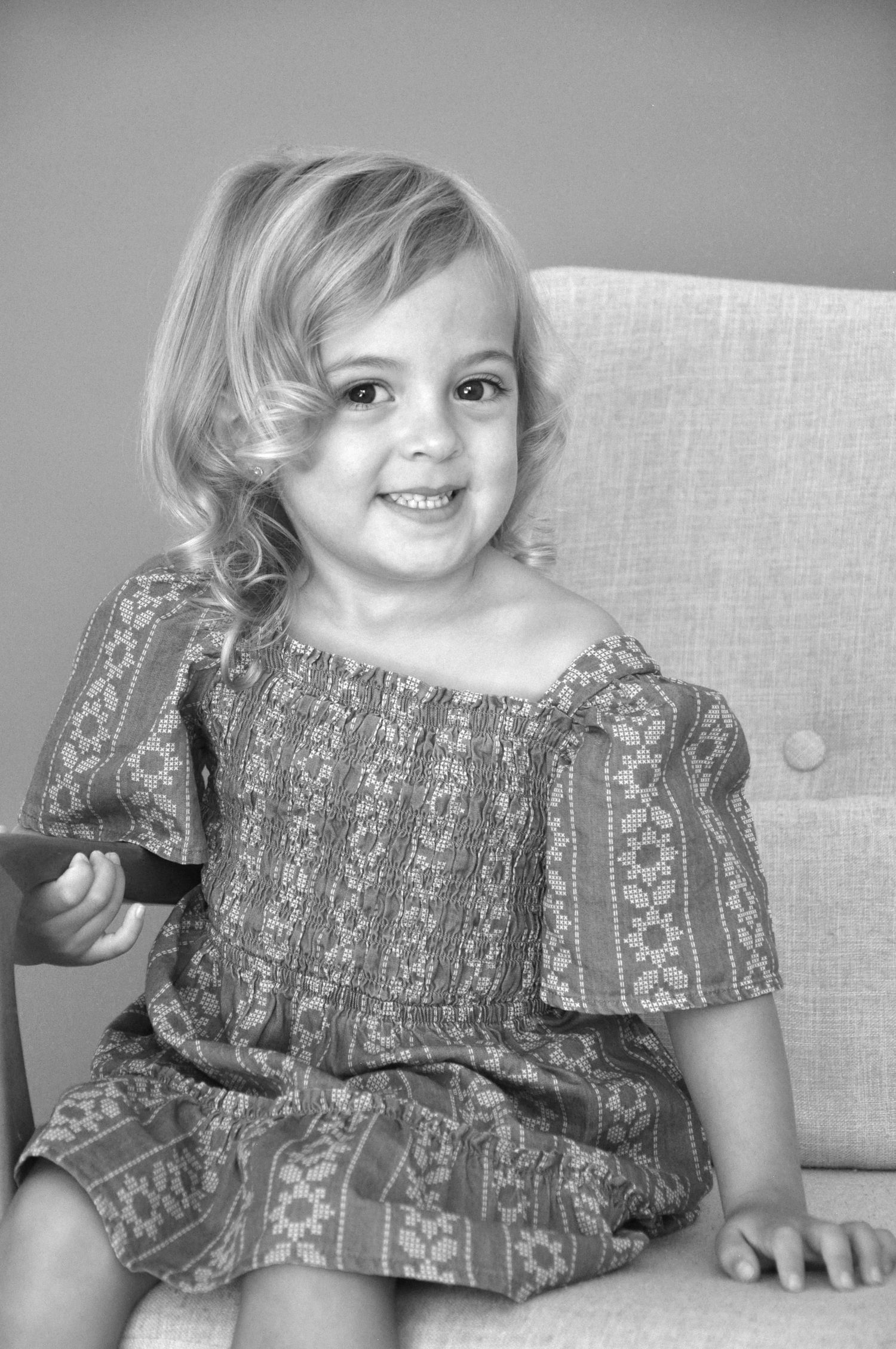 Black and White Children's Portrait in studio