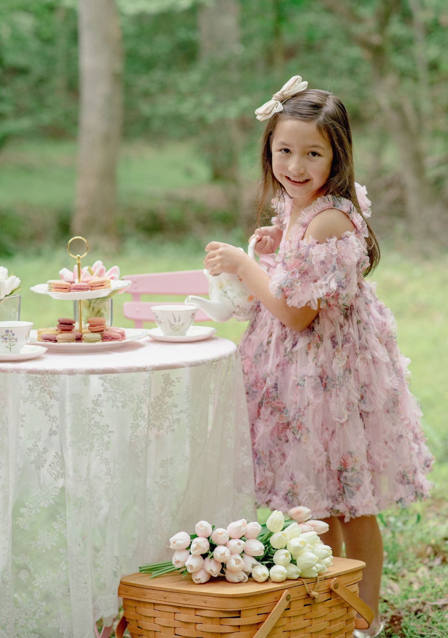 Children's Photography of an Outdoor Tea Party Spring Session