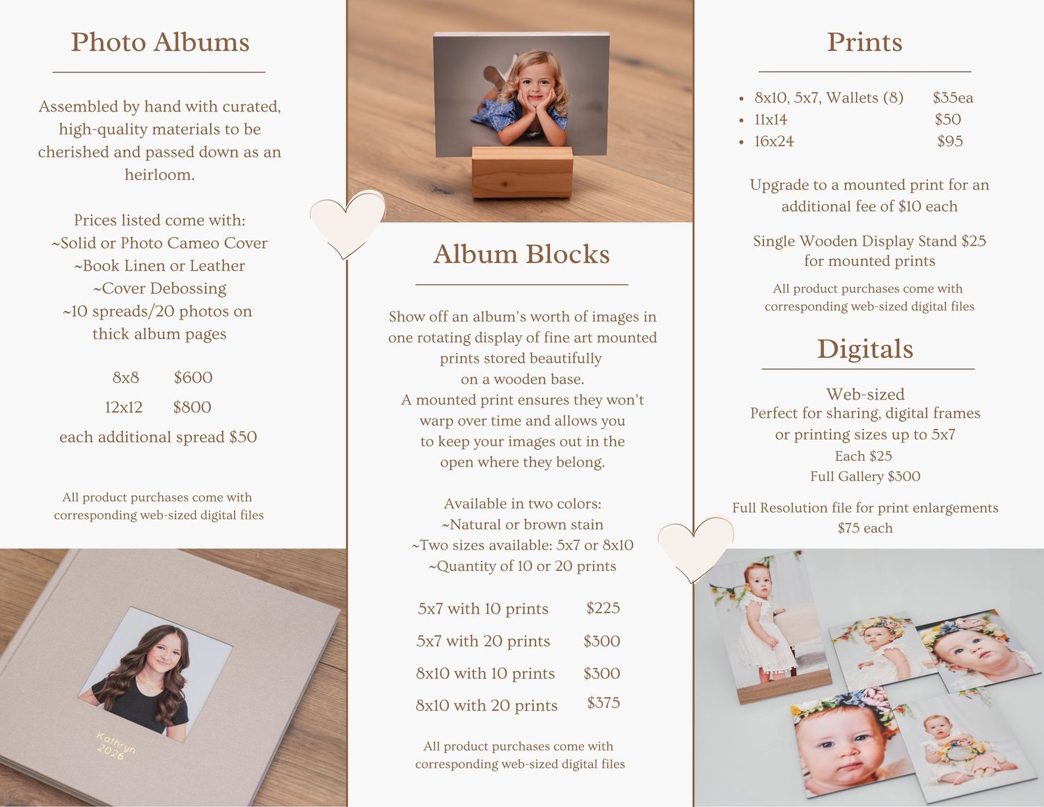 Menu of Products and Prices