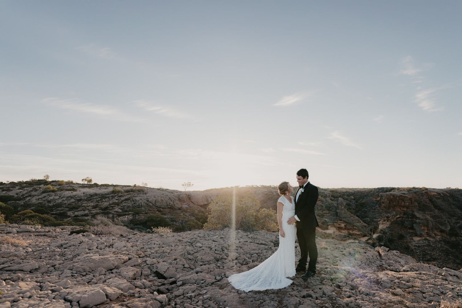 Bride and Groom elopement portrait photographs on top of Cape Range National Park, Exmouth, WA