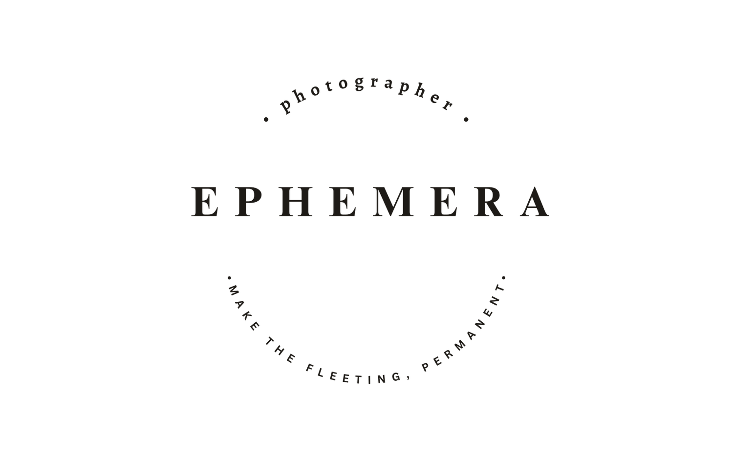 Minimalist photography logo design with text 'EPHEMERA' in elegant typography. Ephemera.