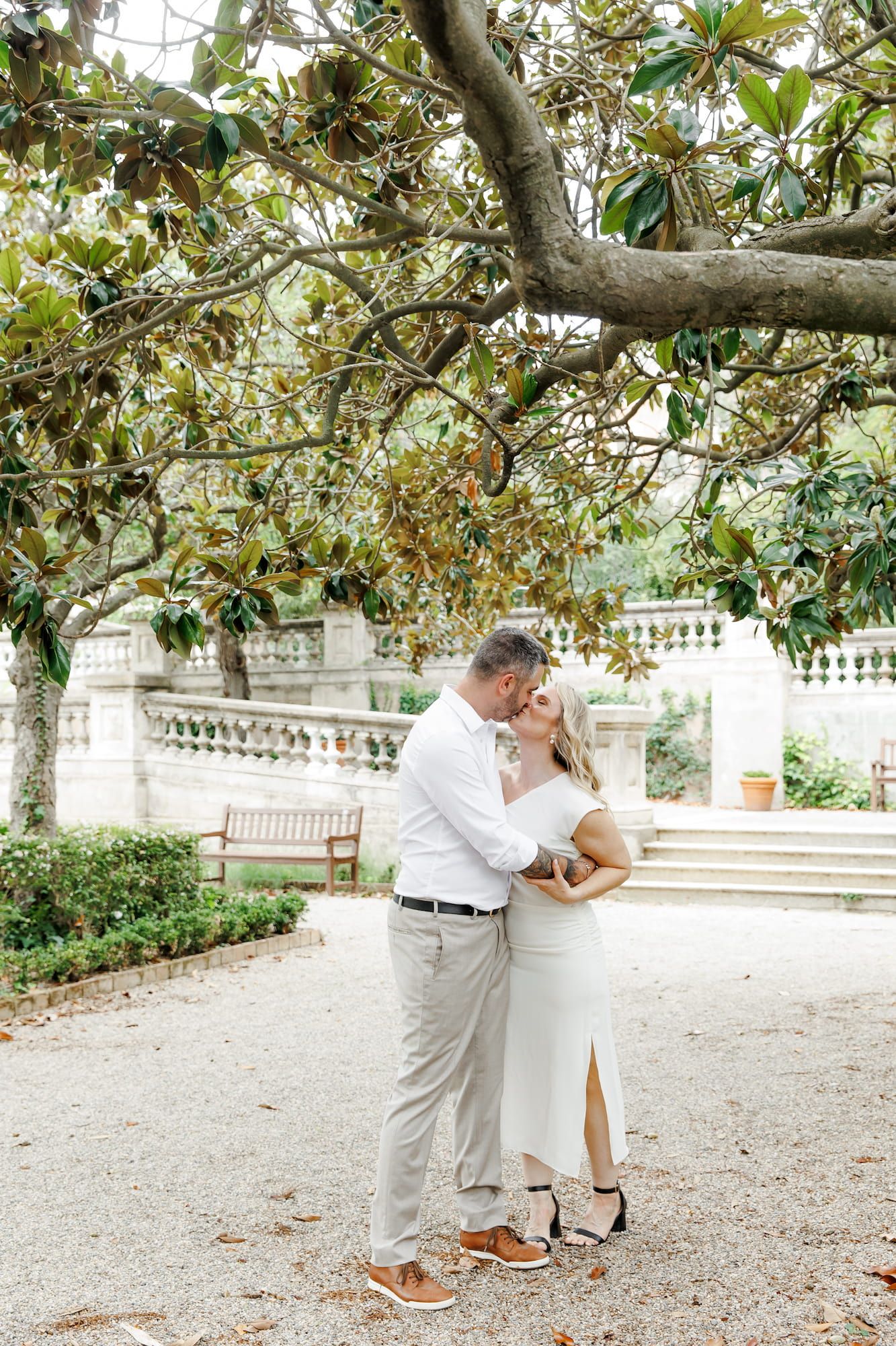 Photo of an engaged couple during their photo session in Barcelona.