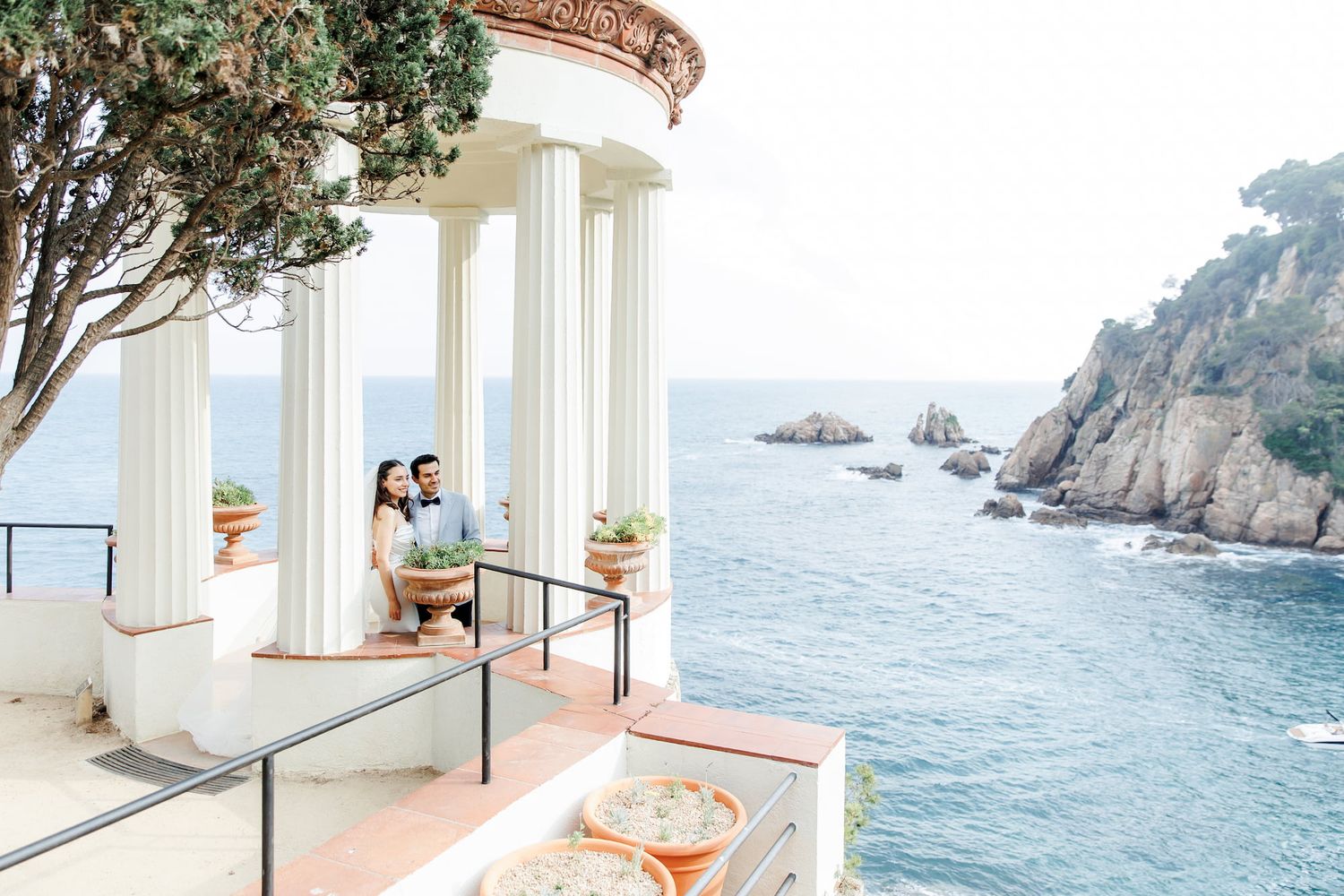 Iconic viewpoint at Marimurtra Garden for couples who want to elope in Barcelona