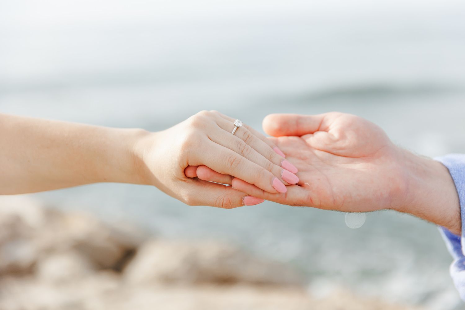 Engagement ring on the finger