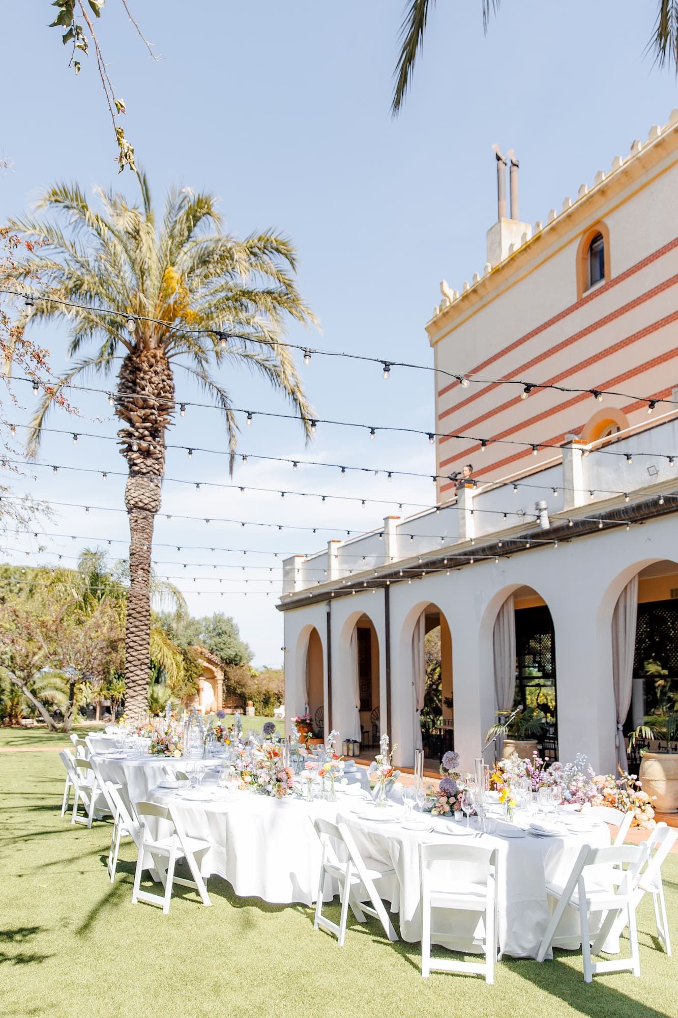 Dinner set up at Gran Villa Rosa - best wedding venue in Barcelona