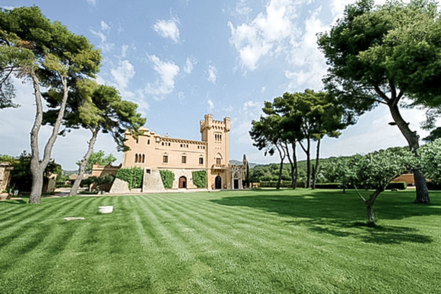 Magnificent overview at Torre del Veguer, historic winery in Catalonia