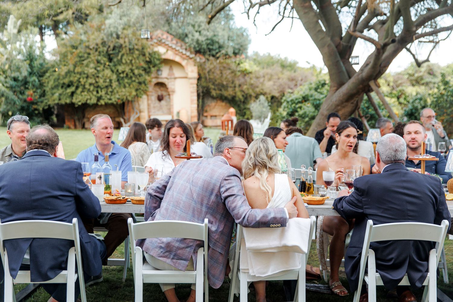 Intimate dinner moments captured at a wedding venue near Barcelona.