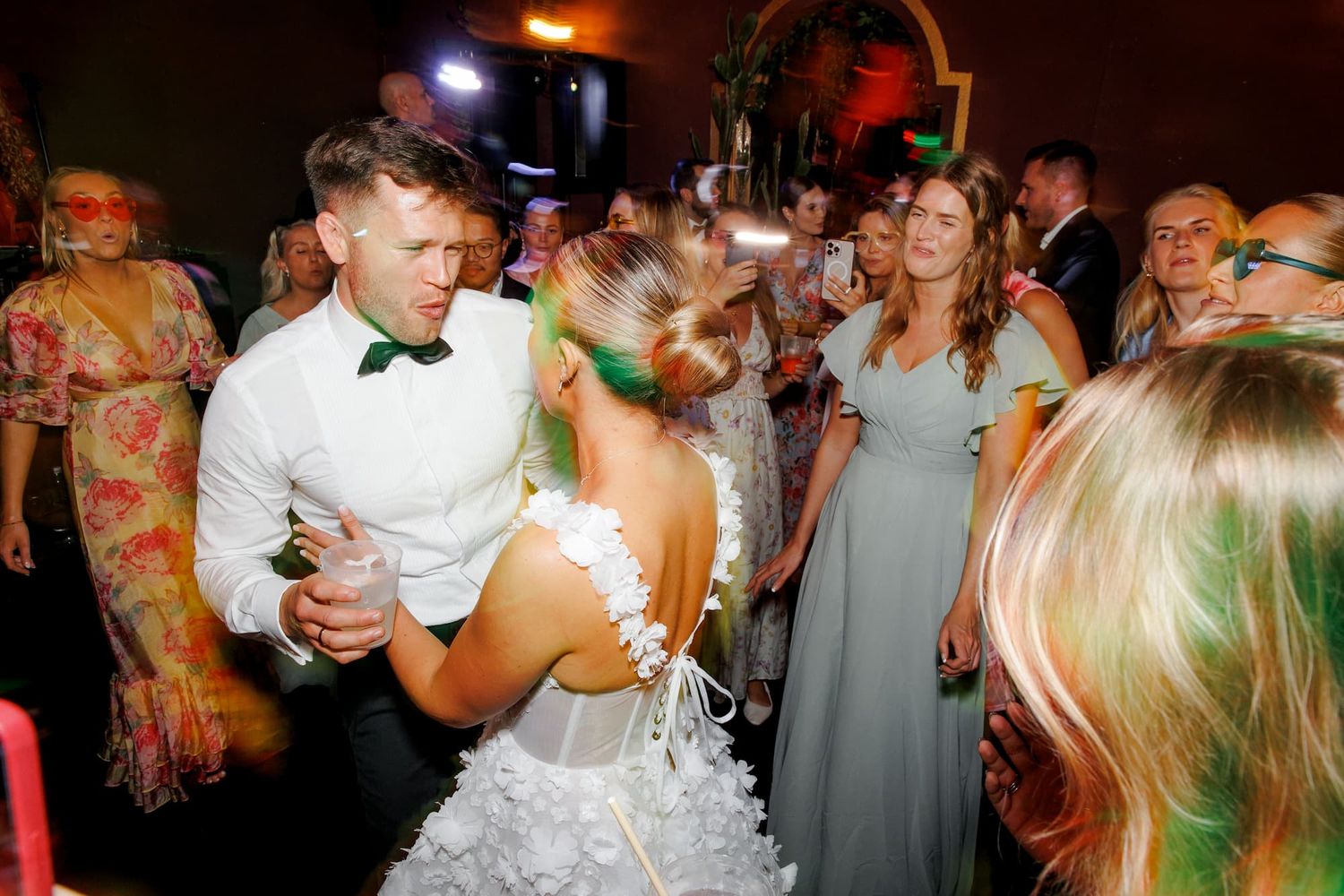 Bride and groom share a dance at their wedding in Barcelona