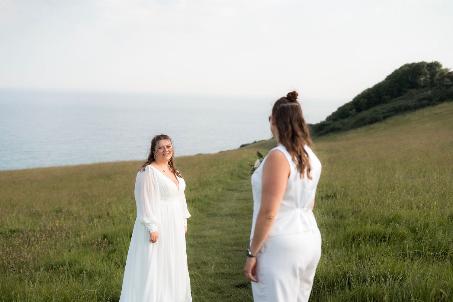 Bride and bride portrait on the Cornish coast