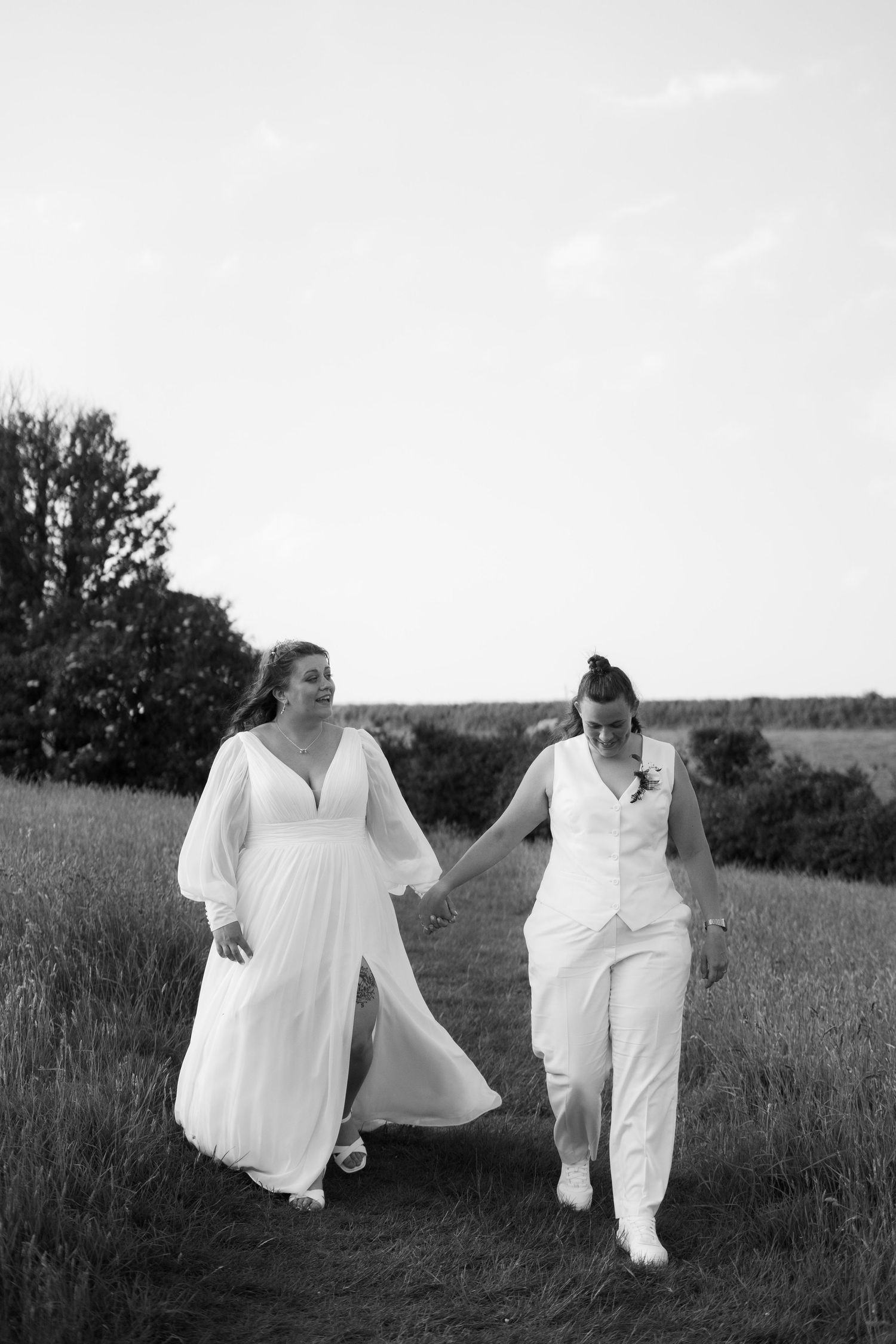 Lesbian wedding portraits in Cornwall, photographed by an LGBTQ+ wedding photographer