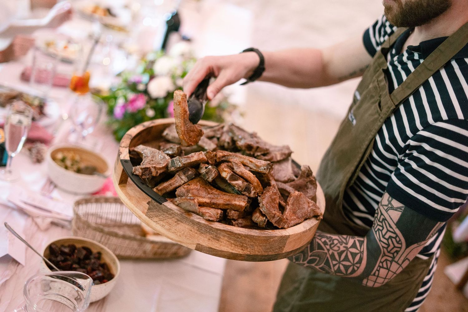 Detail photos of the food during a wedding breakfast at Trerice National Trust