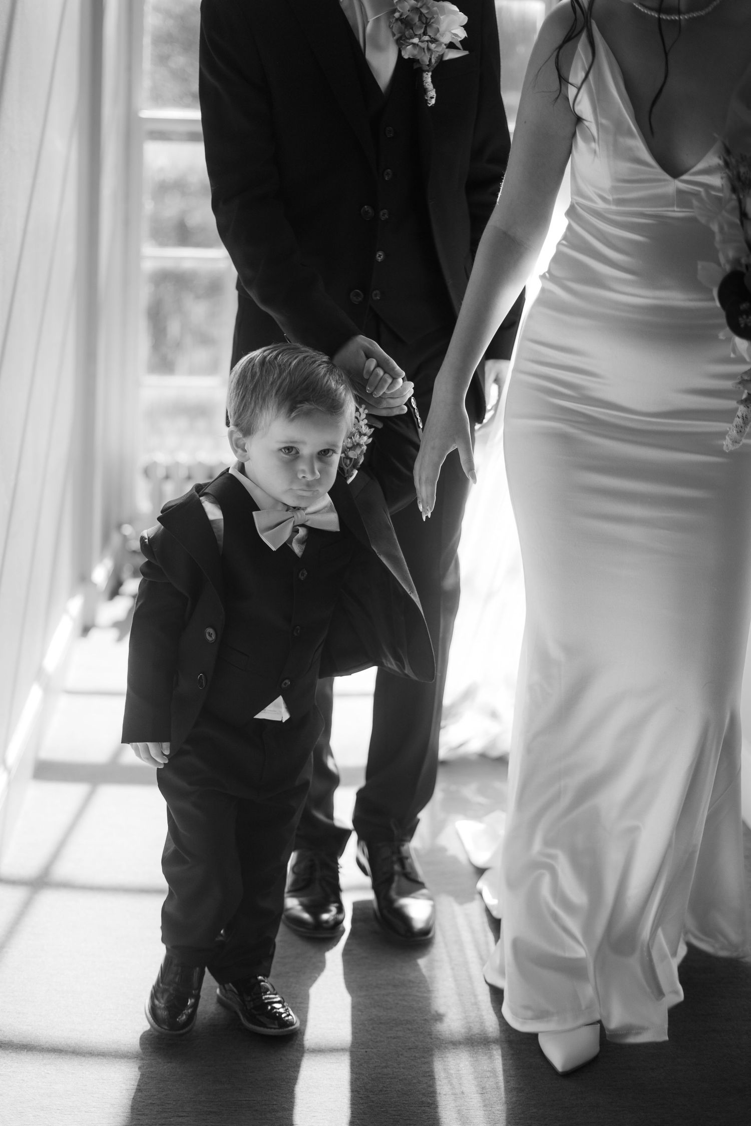 Newlywed family portrait at Cockington Court registry office