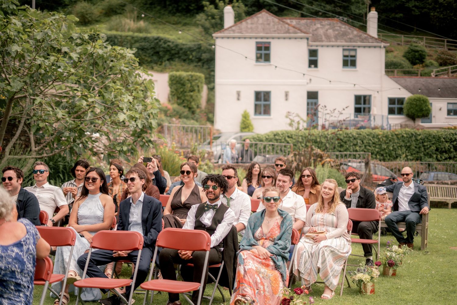 Garden wedding at Maker with Rame Community Hall, Kingsand