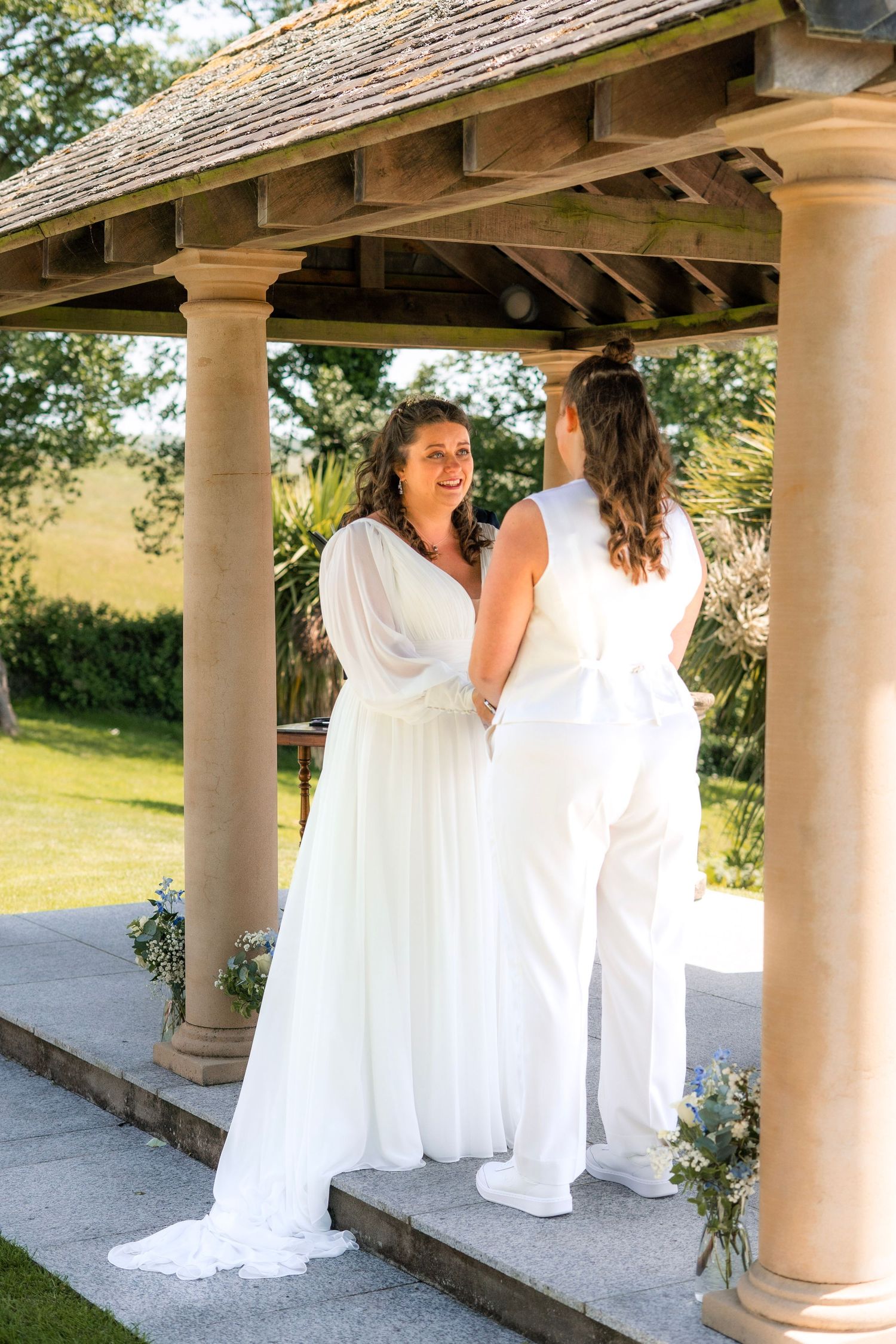 Two brides getting married at Tredudwell Manor, Cornwall