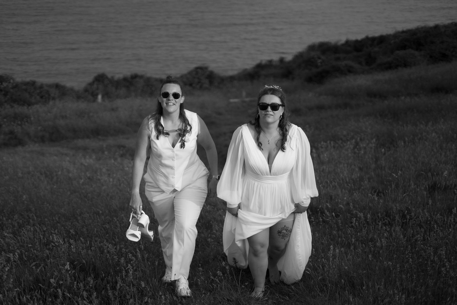 Tredudwell Manor same-sex wedding with a couples session on the cliffs of Lantic Bay