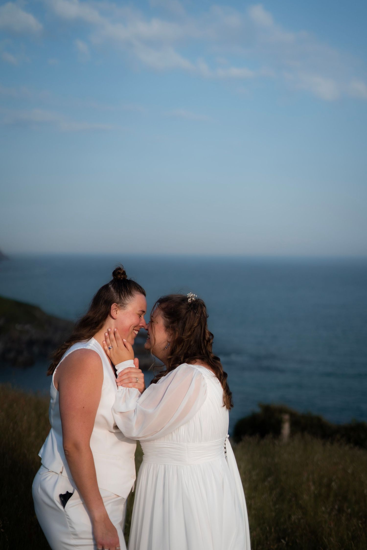 Tredudwell Manor same-sex wedding with a couples session on the cliffs