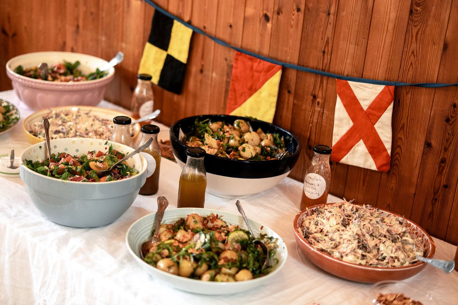 Homemade food for the wedding breakfast at a relaxed family wedding