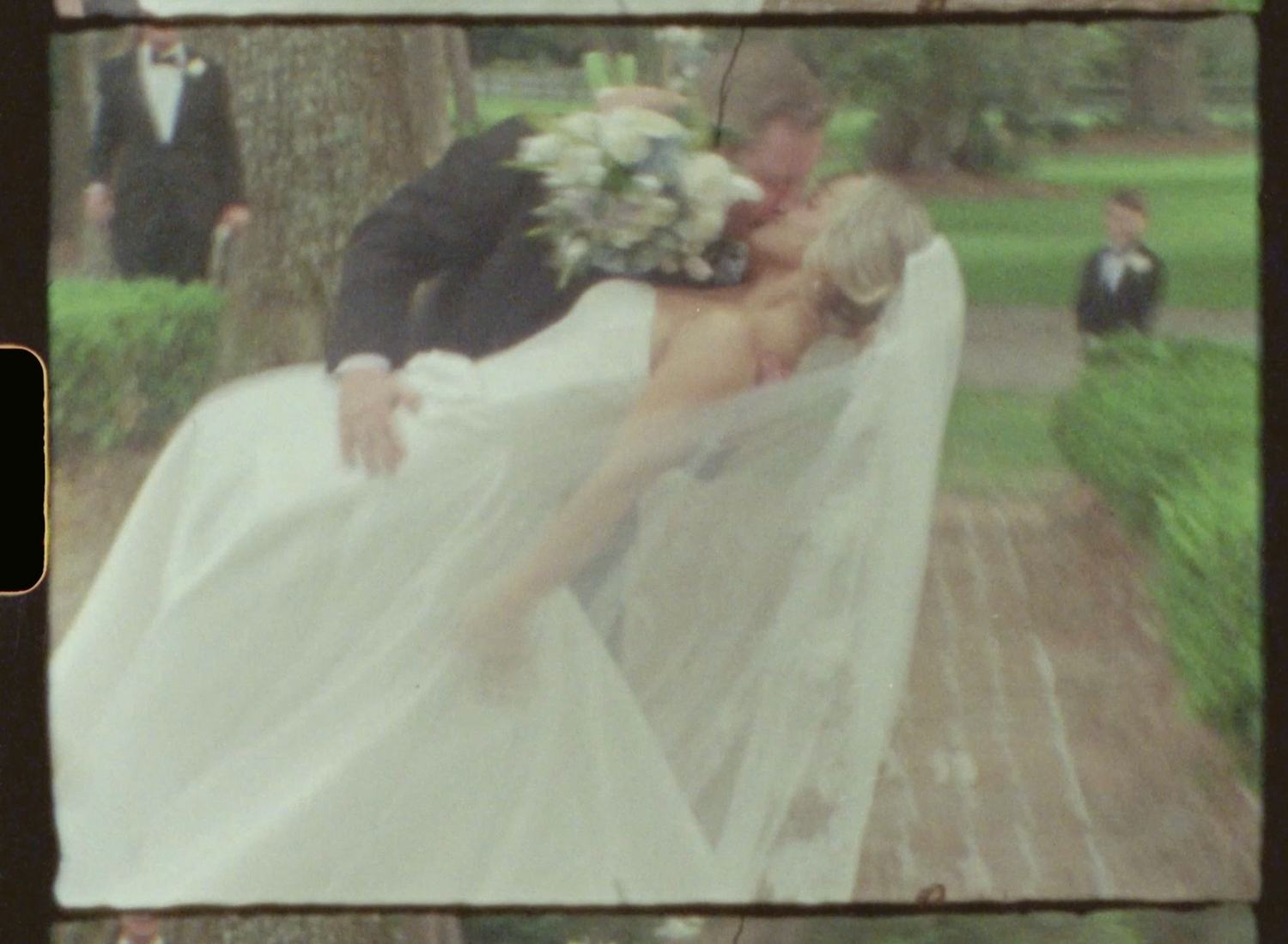 Vintage inspired wedding moment captured on Super 8 film East Coast