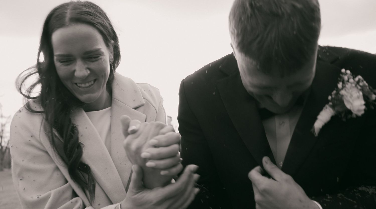 Vintage inspired wedding moment captured on Super 8 film East Coast