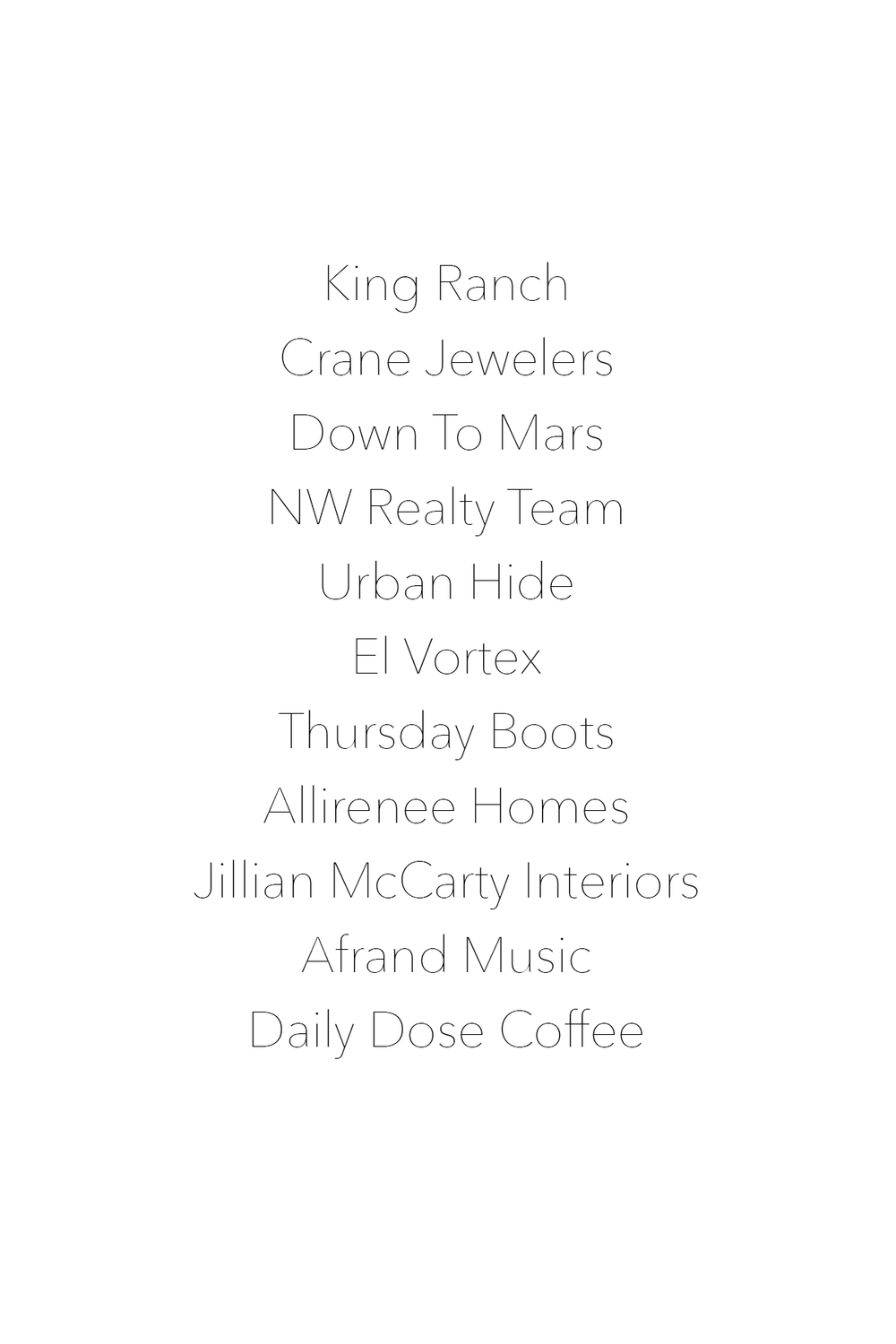 Sama Photography Client List