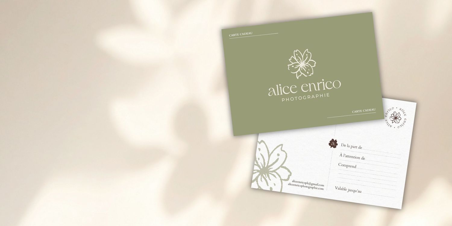 Cartes cadeaux pour une séance photo proposés de Alice Enrico Photographie.