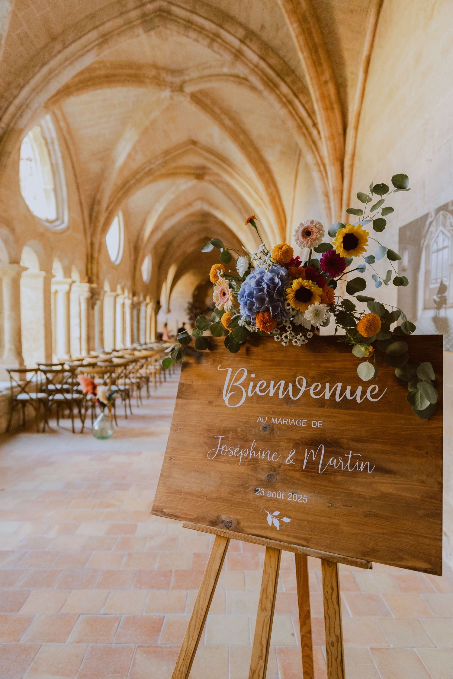 Panneau de cérémonie de mariage. Photo par Alice Enrico, photographe Mariage à Montpellier.