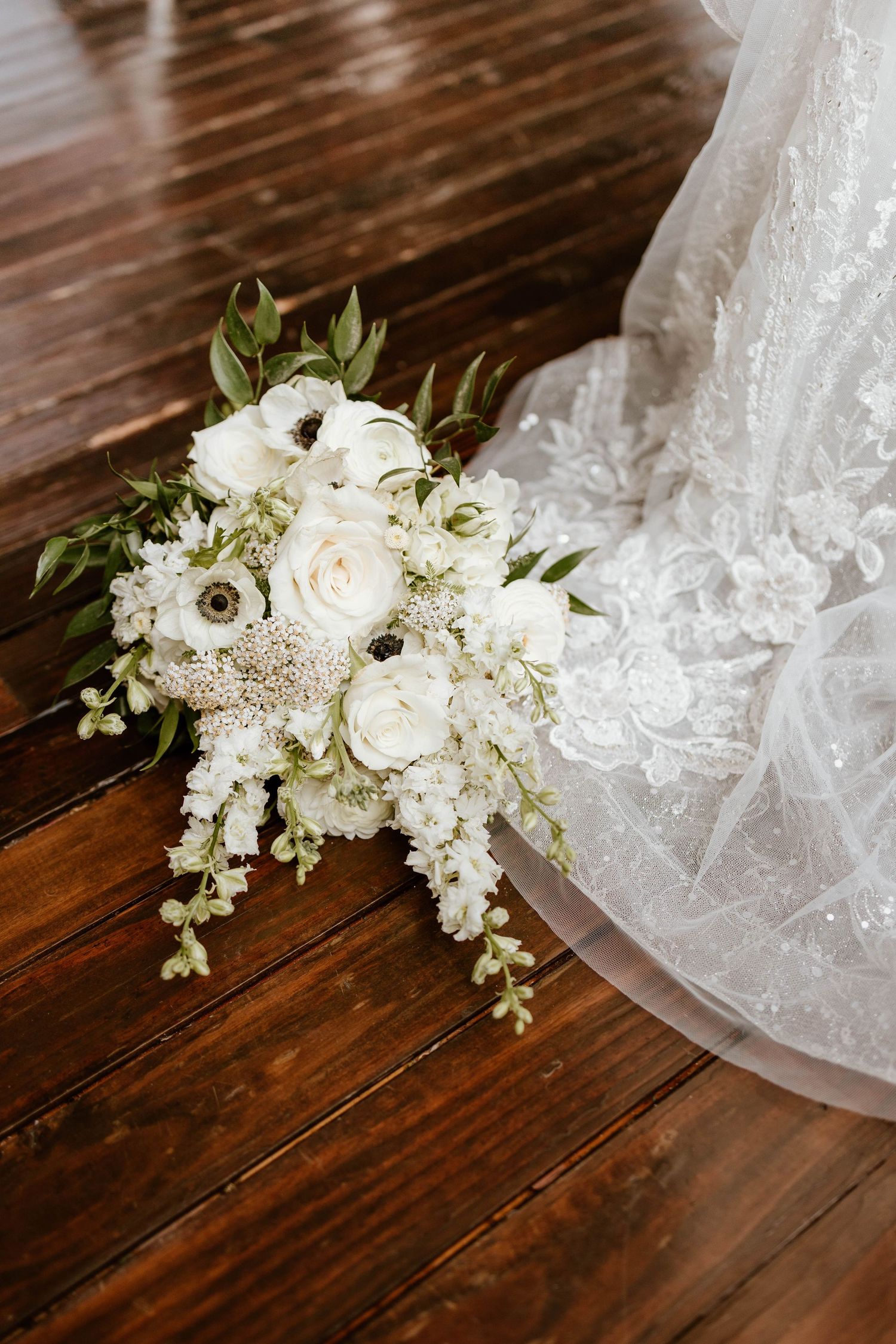 Elegant bridal bouquet detail with timeless florals photographed by a Nashville wedding photographer.