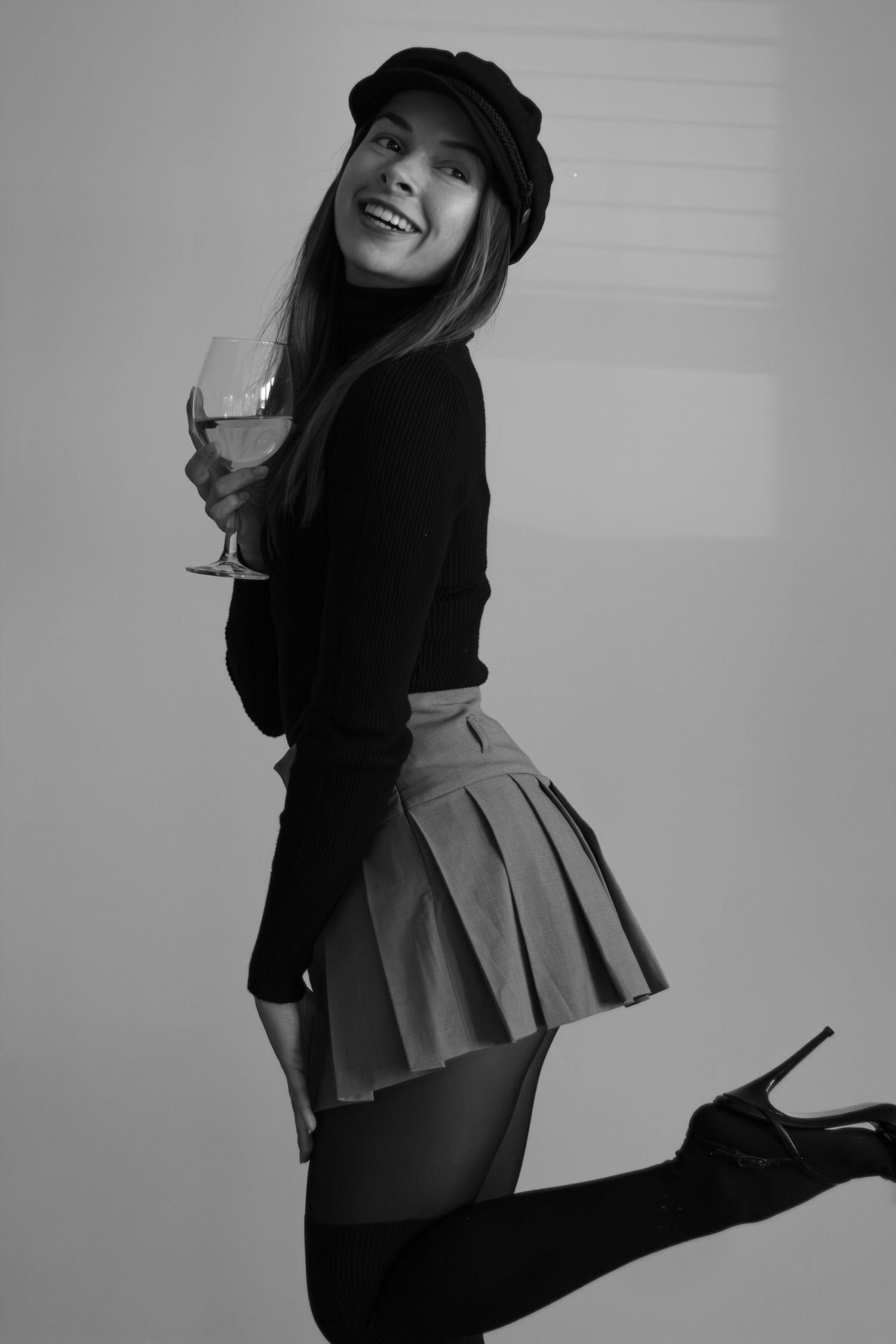 Elegant monochrome portrait of a woman wearing a skirt and heels | Bijou-Marie d'Image | Richmond VA Photography