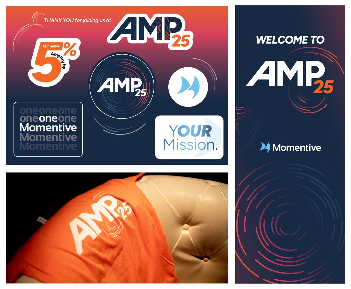 AMP25 Logo, sticker, t-shirt, and banner design