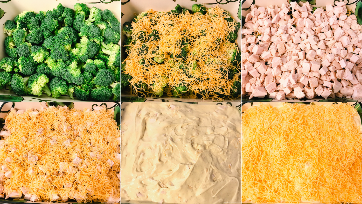 Fresh green broccoli florets arranged in a row showing vibrant color and texture.