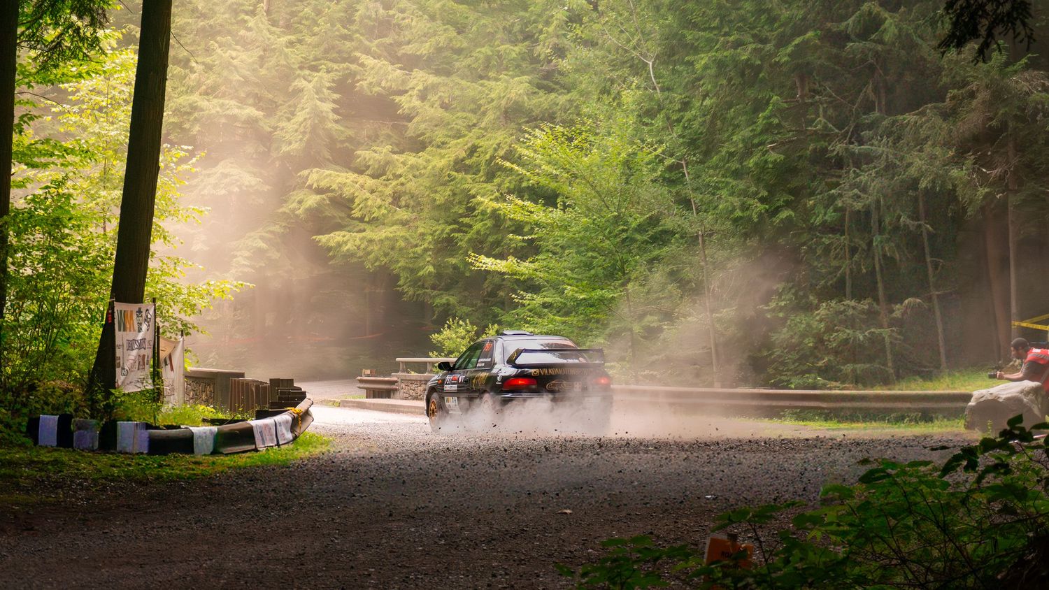 Vilko Motorsports Ryan and Betsy heading over a bridge during a stage at STPR in Wellsboro, Pennsylvania