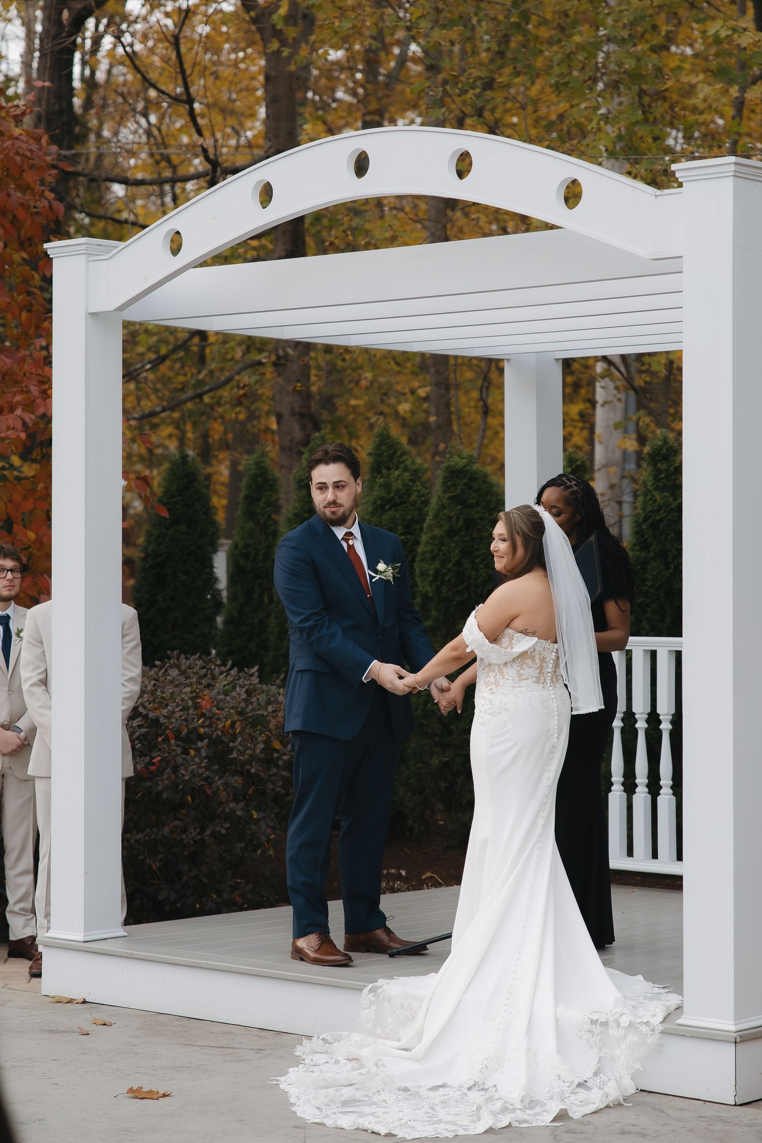bride and groom at the saphire estate