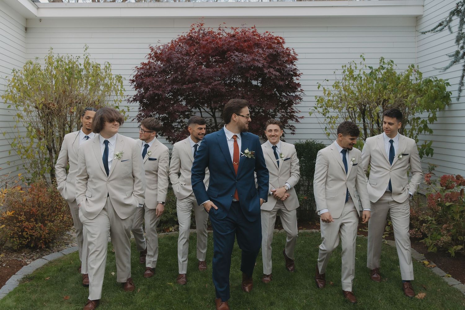 groomsmen at wedding in massachusetts
