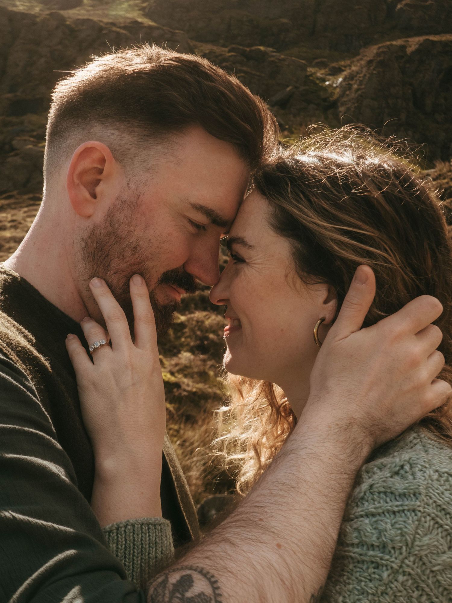 close out of couple just before sharing a kiss
