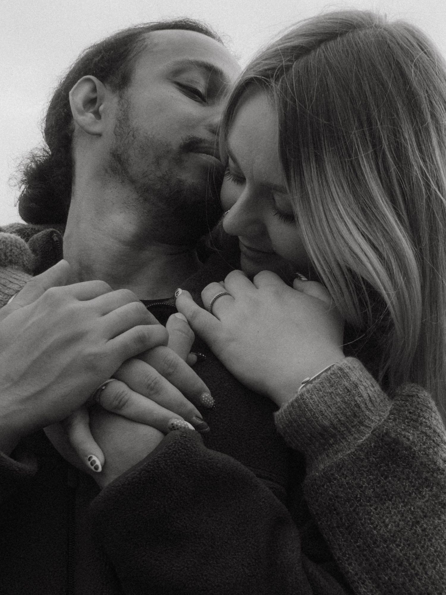 Black and white photo of couple.
