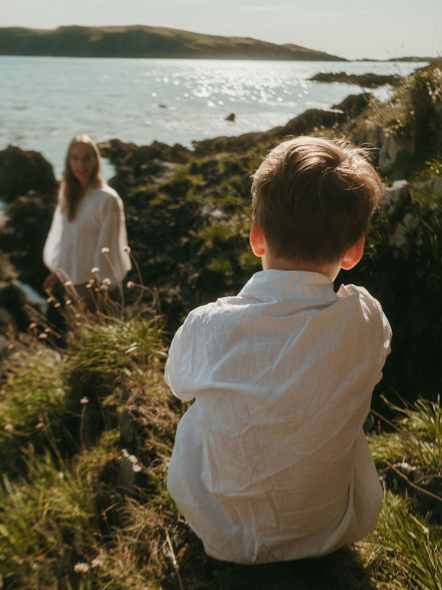 Mother and son at a beach in west Cork