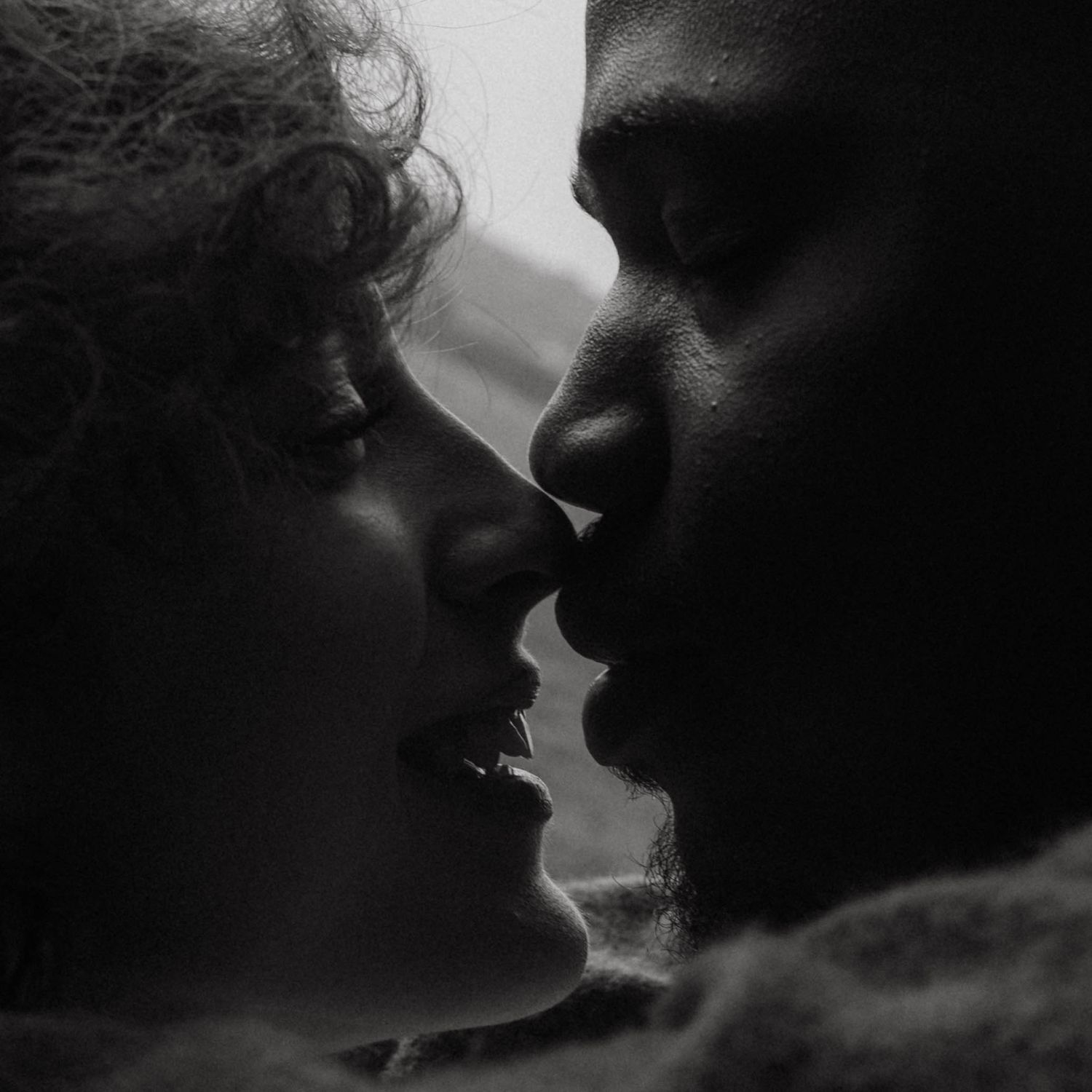 close up of couple close to kiss