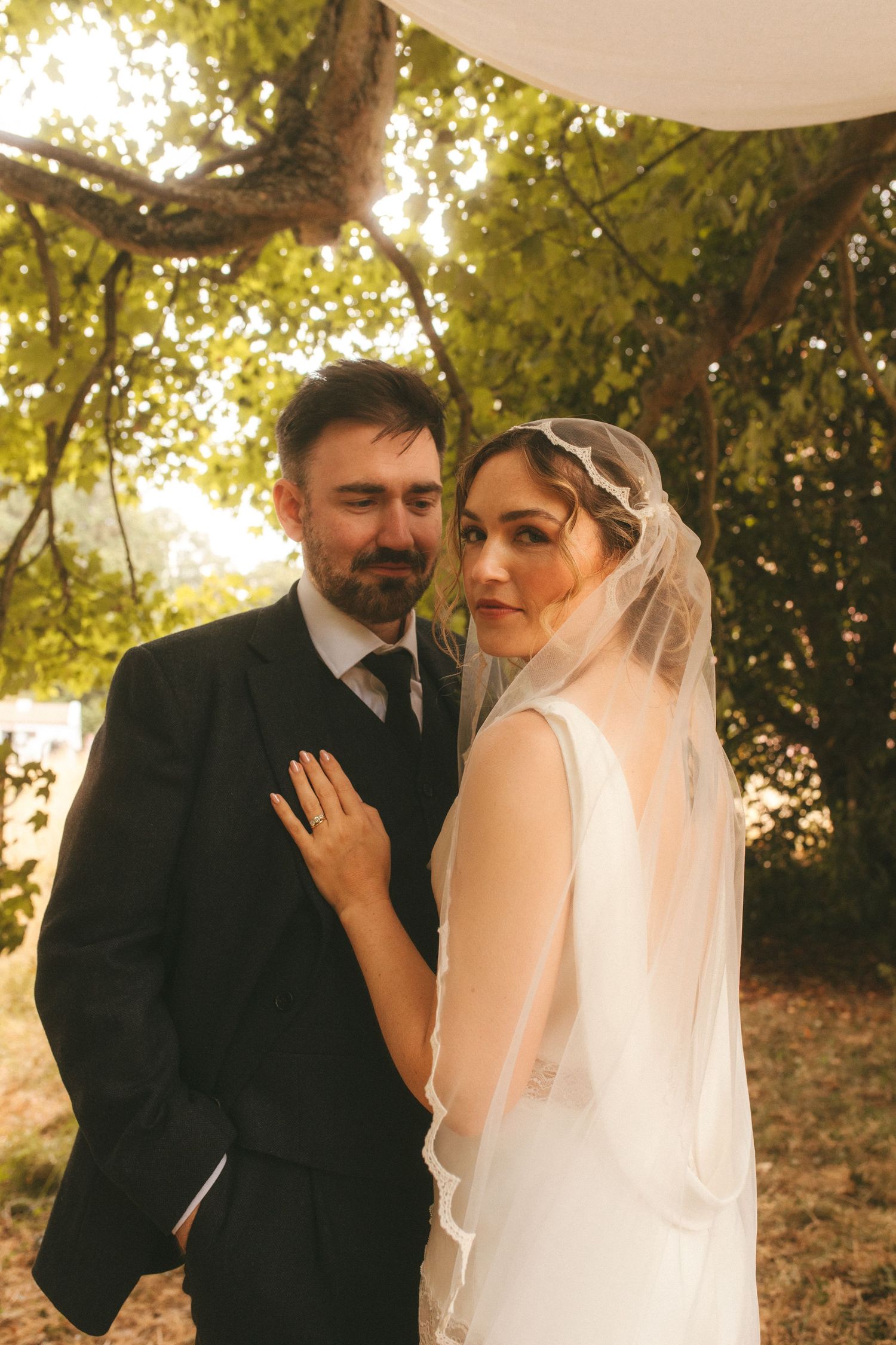 Photograph of bride and groom during their bridal session
