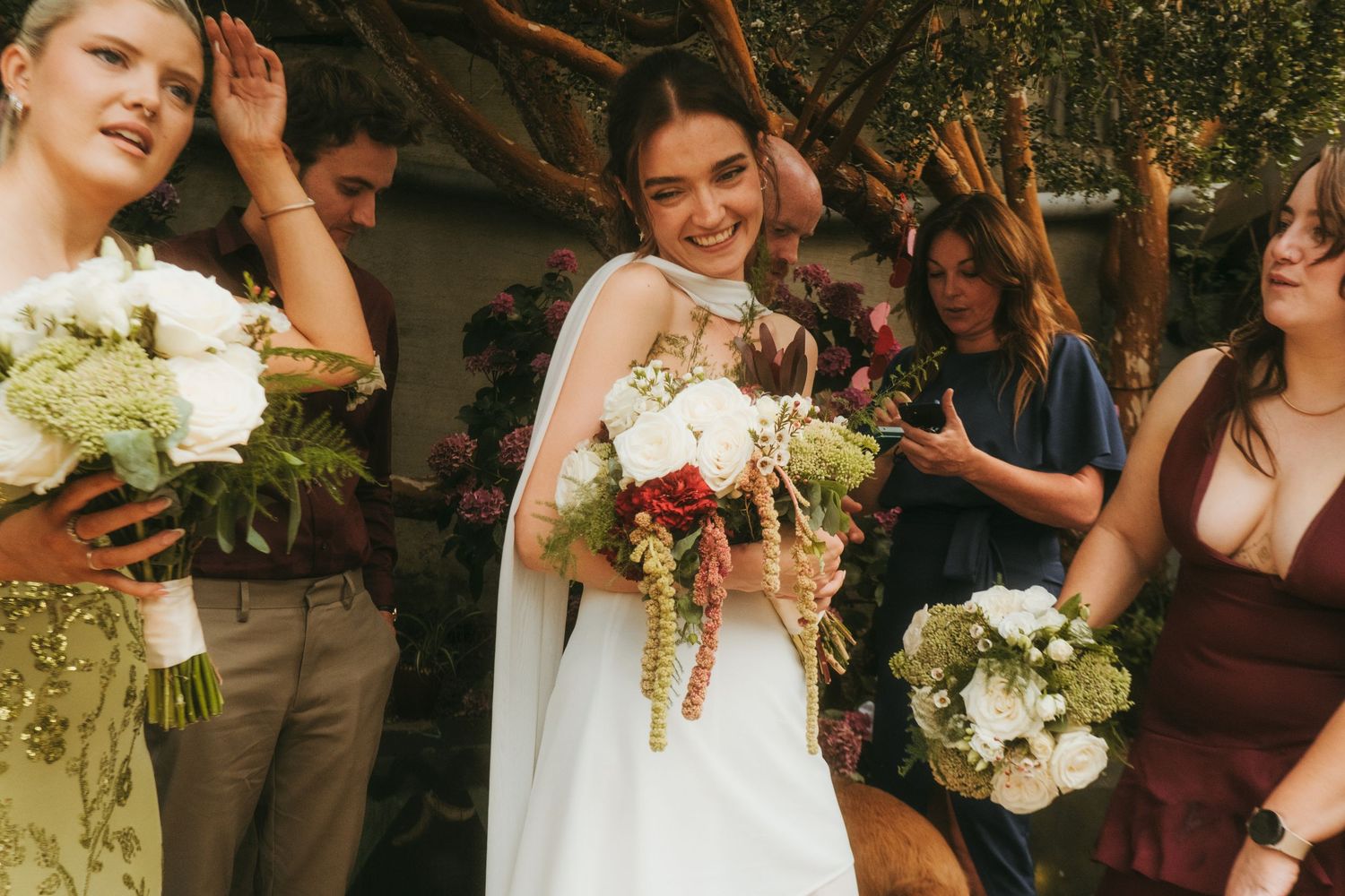 Photograph of bride holding her bouquet.