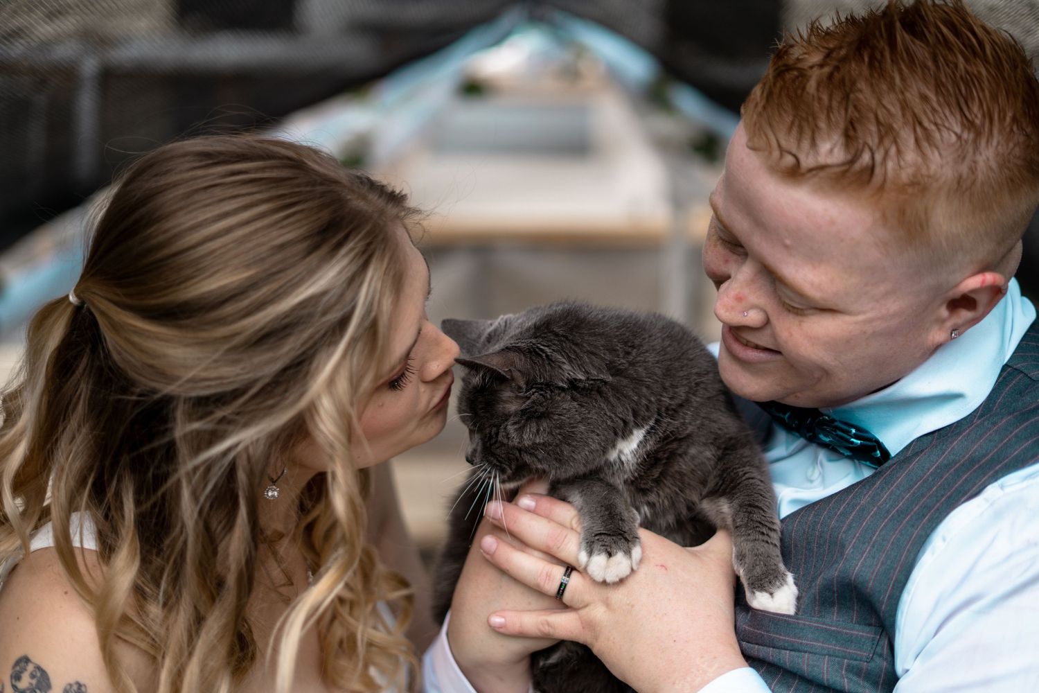 Micro Wedding Elopement Millbury Central MA Massachusetts Same Sex LGBT LGBTQA+ Two Brides Backyard Pets Cat