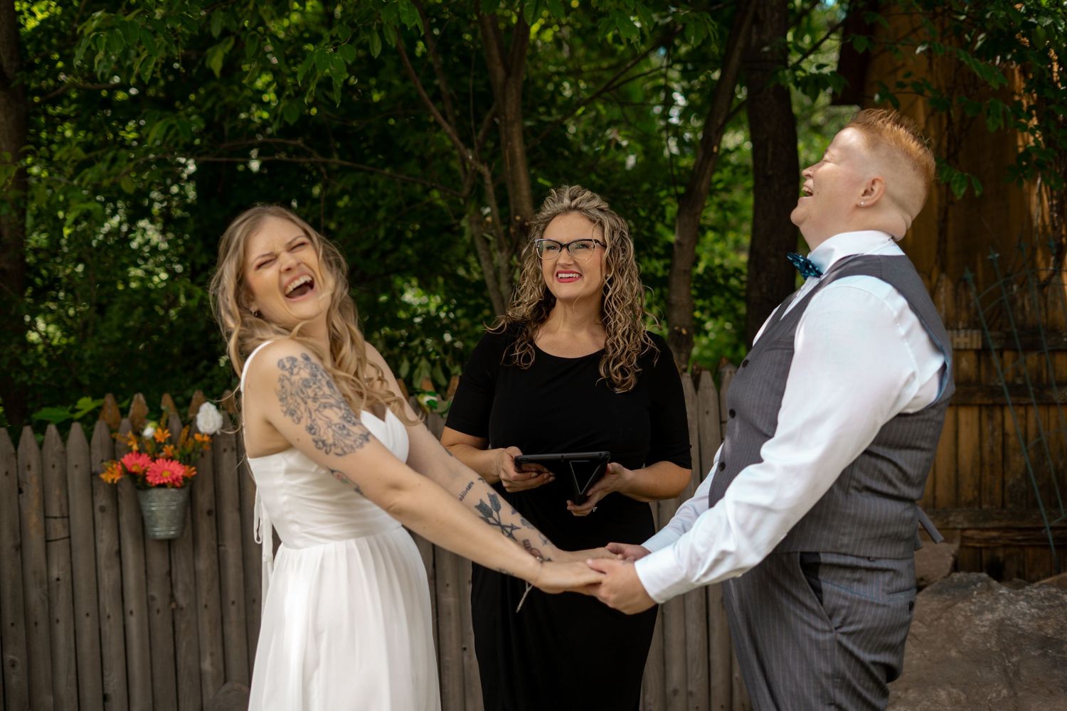 Micro Wedding Elopement Millbury Central MA Massachusetts Same Sex LGBT LGBTQA+ Two Brides Backyard