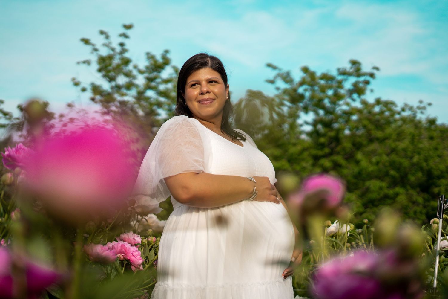 Maternity Session Couple Peony Field Garden Farm Nicewicz Bolton Central MA Mass Massachusetts Pregnancy photo photography