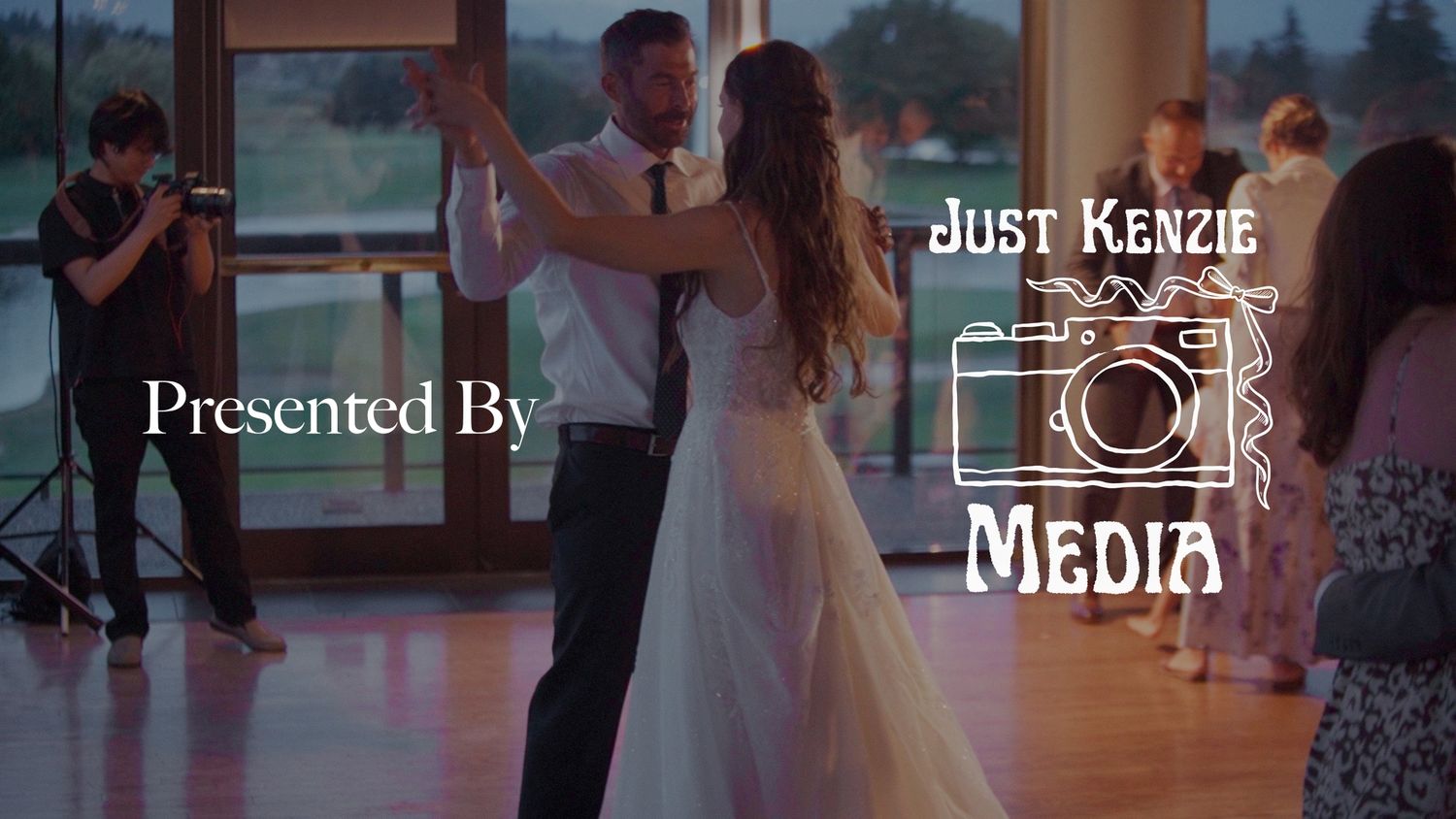 Bride and groom share their first dance at elegant wedding venue, presented by Just Kenzie Media.
